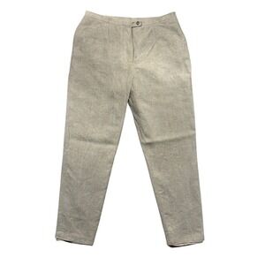 Harve Benard 90s Linen Trousers Size 12‎ Beige Flat Front Dress Pants